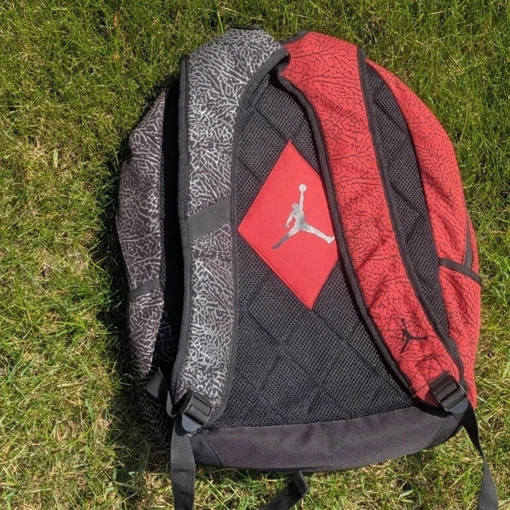 Jordan Elephant Print Backpack Red Black Gray Jumpman Streetwear School Bag